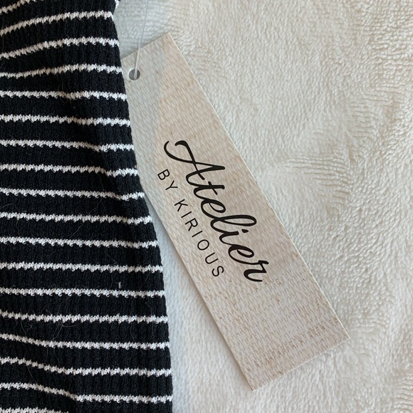 NWT Atelier by kirious black and white striped crop top zip collar - Picture 9 of 11